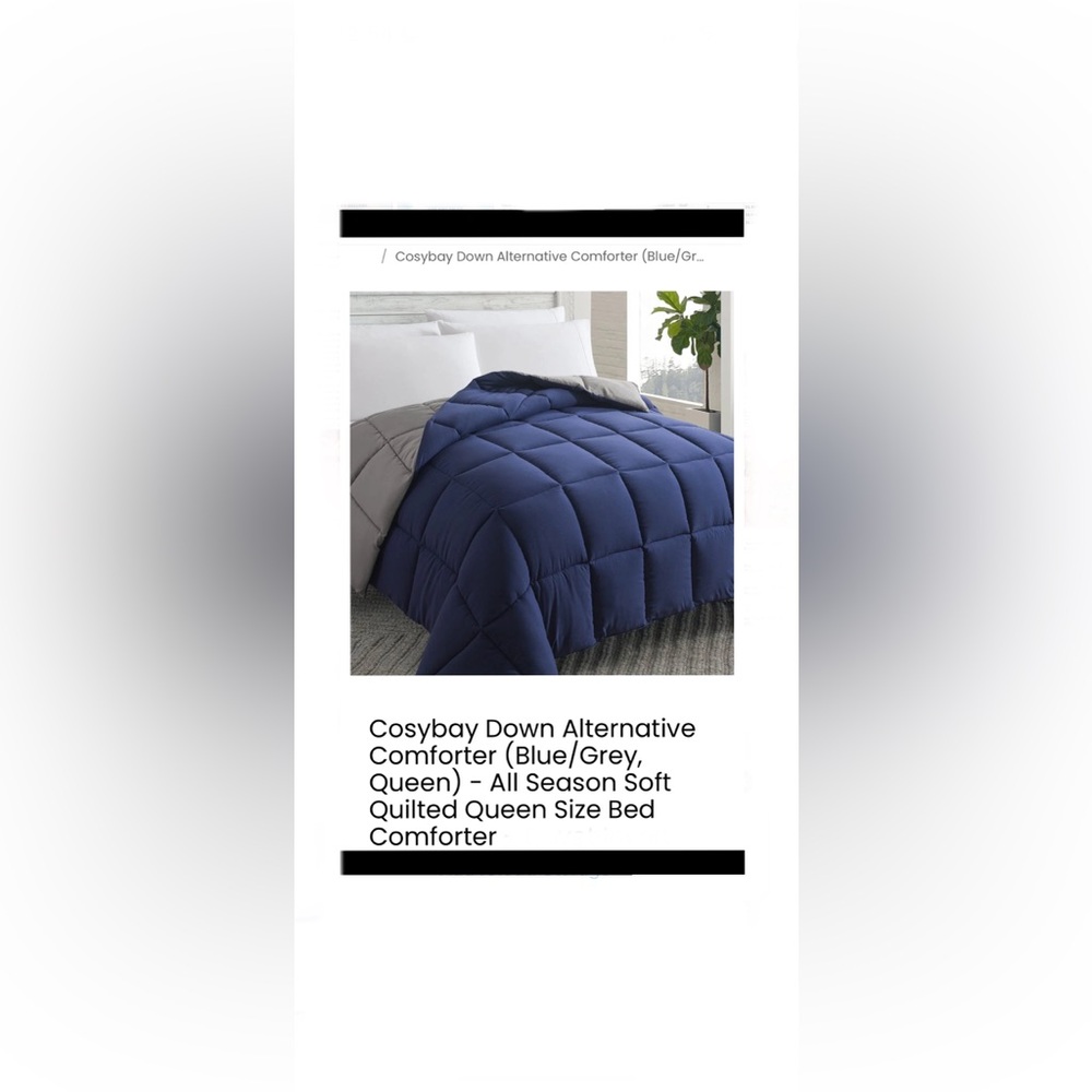 Cosybay Grey, (not color pictured) Down Alt. Comforter-Twin Sz, New